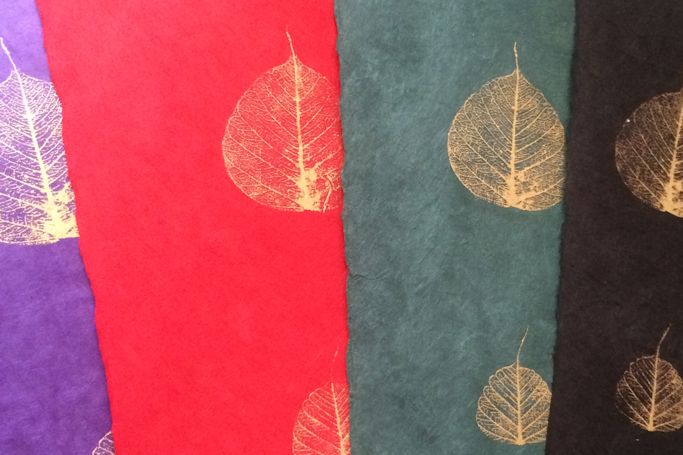 Fair Trade Lokta Paper Gold Bodhi Leaf Gift Wrap